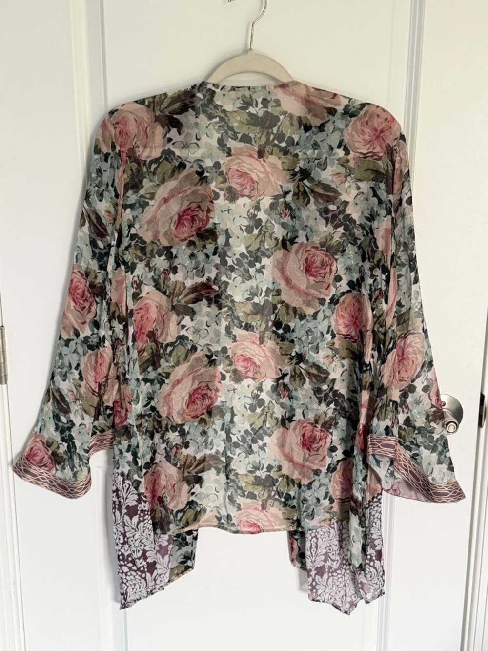 Soft Surroundings Embroidered Floral Sheer Kimono Topper Size Large 54996 - Picture 8 of 15